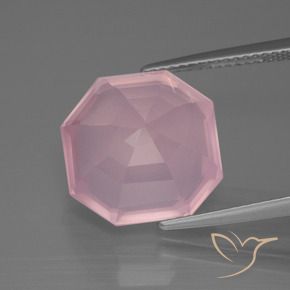 Cuarzo rosa Rosado rosa medio natural de 9.72 ct, Corte Octágono / Esmeralda, Transparente