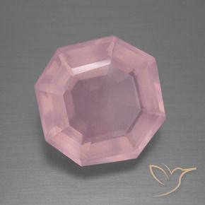 Cuarzo rosa Rosado medio natural de 10.65 ct, Corte Octágono / Esmeralda, Transparente