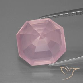 Cuarzo rosa Rosado medio natural de 10.65 ct, Corte Octágono / Esmeralda, Transparente