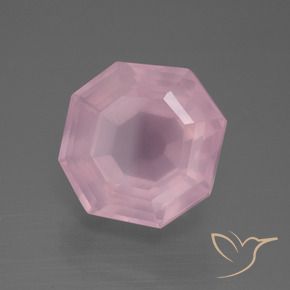 Cuarzo rosa Rosado Bubblegum natural de 11.37 ct, Corte Octágono / Esmeralda, Transparente