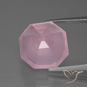 Cuarzo rosa Rosado Bubblegum natural de 11.37 ct, Corte Octágono / Esmeralda, Transparente
