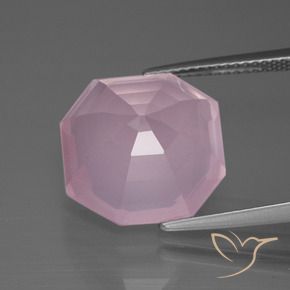 Cuarzo rosa Rosado claro natural de 11.85 ct, Corte Octágono / Esmeralda, Transparente