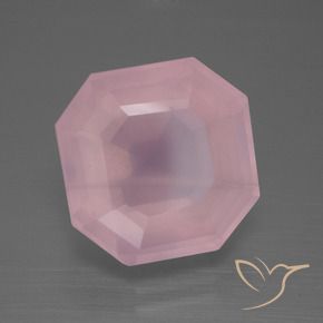Cuarzo rosa Rosado rosa medio natural de 12.72 ct, Corte Octágono / Esmeralda, Transparente
