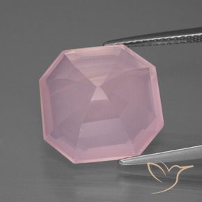 Cuarzo rosa Rosado rosa medio natural de 12.72 ct, Corte Octágono / Esmeralda, Transparente