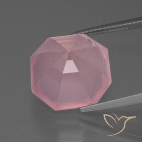 Cuarzo rosa Rosado medio natural de 12.80 ct, Corte Octágono / Esmeralda, Transparente