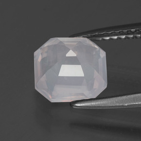 Cuarzo rosa rosa natural de 1,96 ct, corte esmeralda, transparente