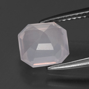 Cuarzo rosa rosa natural de 1,98 ct, corte esmeralda, transparente