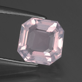 Cuarzo Rosa Rosado Bubblegum natural de 2.06 ct, corte esmeralda, Transparente