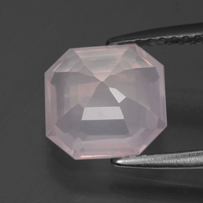 Cuarzo rosa rosa natural de 2,31 ct, corte esmeralda, transparente