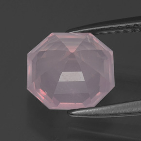 Cuarzo rosa rosa natural de 2,60 ct, corte esmeralda, transparente