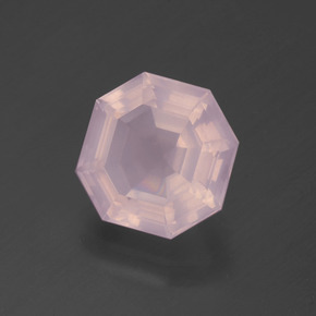 Cuarzo rosa rosa natural de 3,46 ct, corte esmeralda, transparente