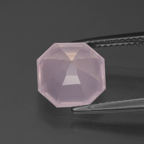 Cuarzo rosa rosa natural de 3,46 ct, corte esmeralda, transparente