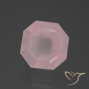 Cuarzo rosa Rosado medio natural de 6.04 ct, Corte Octágono / Esmeralda, Transparente