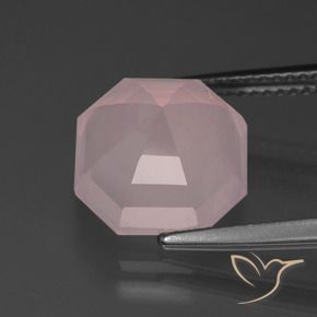 Cuarzo rosa Rosado medio natural de 6.04 ct, Corte Octágono / Esmeralda, Transparente