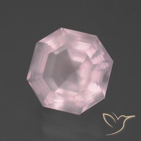 Cuarzo rosa Rosado claro natural de 6.19 ct, Corte Octágono / Esmeralda, Transparente