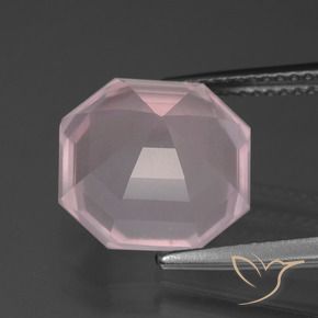 Cuarzo rosa Rosado claro natural de 6.19 ct, Corte Octágono / Esmeralda, Transparente
