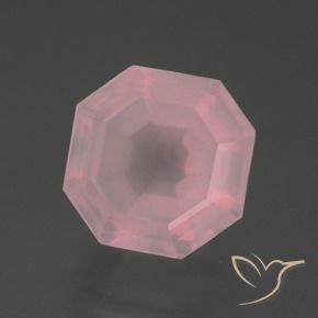 Cuarzo rosa Rosado medio natural de 6.17 ct, Corte Octágono / Esmeralda, Transparente