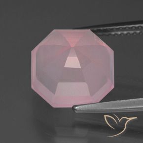 Cuarzo rosa Rosado medio natural de 6.17 ct, Corte Octágono / Esmeralda, Transparente