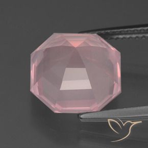 Cuarzo rosa Rosado medio natural de 6.25 ct, Corte Octágono / Esmeralda, Transparente