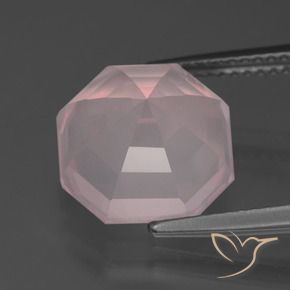 Cuarzo rosa Rosa rosado natural de 5.96 ct, Corte Octágono / Esmeralda, Transparente