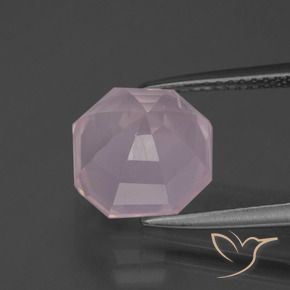 Cuarzo rosa Rosado claro natural de 4.39 ct, Corte Octágono / Esmeralda, Transparente