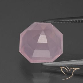Cuarzo rosa Rosa rosado natural de 8.16 ct, Corte Octágono / Esmeralda, Transparente