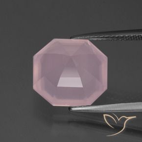Cuarzo rosa rosa natural de 6,75 ct, corte esmeralda, transparente