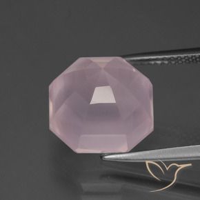 Cuarzo rosa Rosado Bubblegum natural de 9.02 ct, Corte Octágono / Esmeralda, Transparente