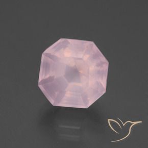 Cuarzo rosa Rosado Bubblegum natural de 6.34 ct, Corte Octágono / Esmeralda, Transparente
