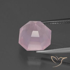 Cuarzo rosa Rosado Bubblegum natural de 6.34 ct, Corte Octágono / Esmeralda, Transparente