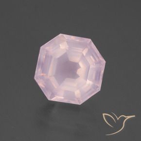Cuarzo rosa Rosado Bubblegum natural de 6.47 ct, Corte Octágono / Esmeralda, Transparente