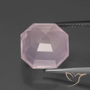 Cuarzo rosa Rosado claro natural de 9.25 ct, Corte Octágono / Esmeralda, Transparente
