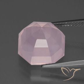 Cuarzo rosa Rosado claro natural de 9.82 ct, Corte Octágono / Esmeralda, Transparente