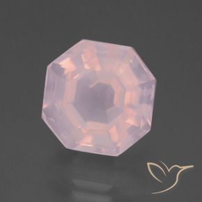 Cuarzo rosa Rosado claro natural de 9.46 ct, Corte Octágono / Esmeralda, Transparente