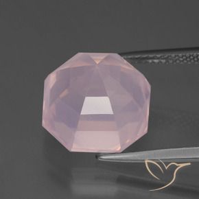 Cuarzo rosa Rosado claro natural de 9.46 ct, Corte Octágono / Esmeralda, Transparente