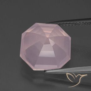 Cuarzo rosa Rosado claro natural de 8.35 ct, Corte Octágono / Esmeralda, Transparente