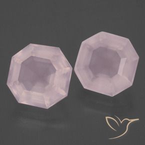 Gemas de Cuarzo rosa Rosado claro natural de 12.98 ct, Corte Octágono / Esmeralda, Transparente