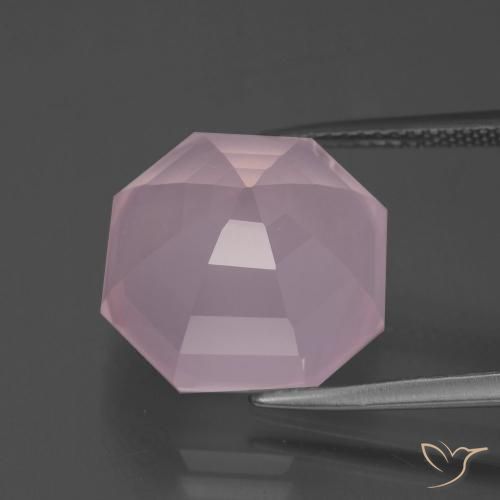 Cuarzo rosa Rosado claro natural de 13.31 ct, Corte Octágono / Esmeralda, Transparente