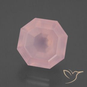 Cuarzo rosa Rosado medio natural de 12.55 ct, Corte Octágono / Esmeralda, Transparente