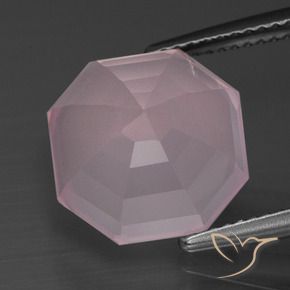 Cuarzo rosa Rosado Bubblegum natural de 7.95 ct, Corte Octágono / Esmeralda, Transparente