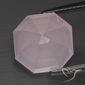 Cuarzo rosa Rosa rosado natural de 9.81 ct, Corte Octágono / Esmeralda, Transparente
