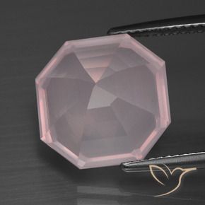 Cuarzo rosa Rosado Bubblegum natural de 9.38 ct, Corte Octágono / Esmeralda, Transparente