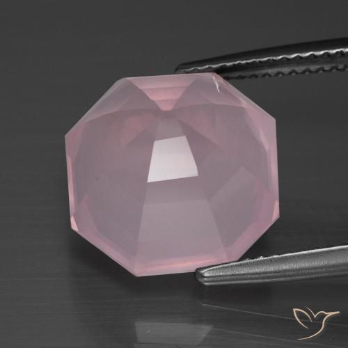 Cuarzo rosa Rosa rosado natural de 10.63 ct, Corte Octágono / Esmeralda, Transparente