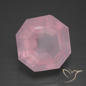 Cuarzo rosa Rosa rosado natural de 11.40 ct, Corte Octágono / Esmeralda, Transparente