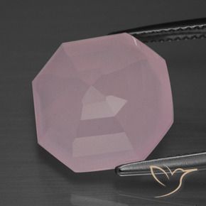 Cuarzo rosa Rosa rosado natural de 12.09 ct, Corte Octágono / Esmeralda, Transparente