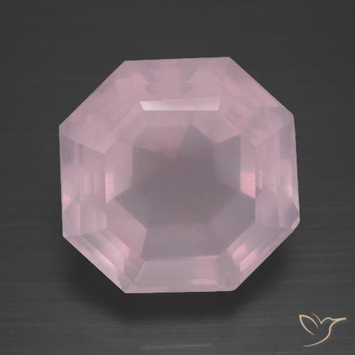 Cuarzo rosa rosa natural de 13,57 ct, corte esmeralda, transparente