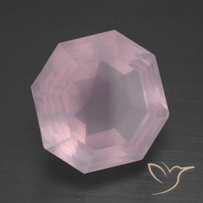 Cuarzo rosa rosa natural de 13,57 ct, corte esmeralda, transparente