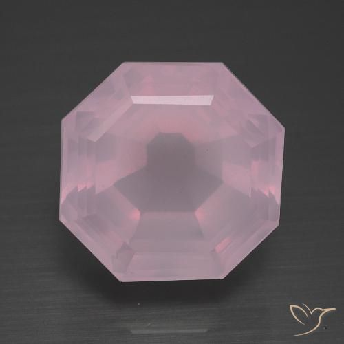 13.08ct Natural Rosado cereza claro Cuarzo rosa, corte esmeralda, Transparente