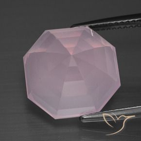Cuarzo rosa Rosado cereza claro natural de 13.08 ct, Corte Octágono / Esmeralda, Transparente