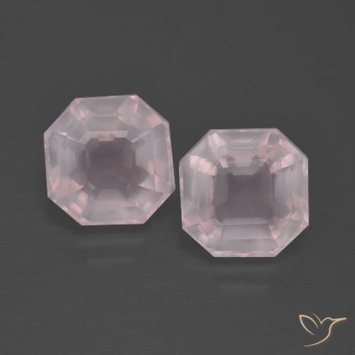 5.03ctw Natural Rosado muy claro Cuarzo rosa, corte esmeralda, Transparente